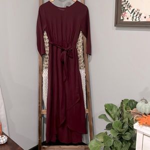 NWT. Burgundy midi to long dress. Small.
